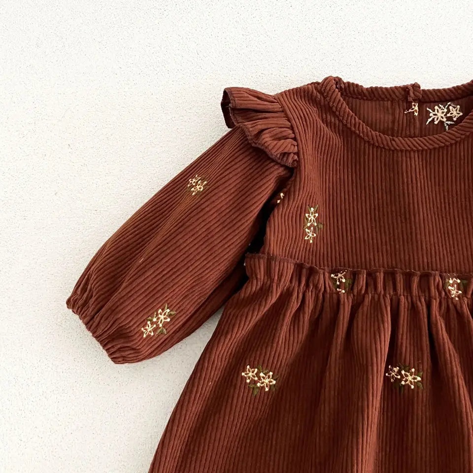 Classic Floral Corduroy Dress
