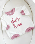 She’s Here Announcement Bubble Romper