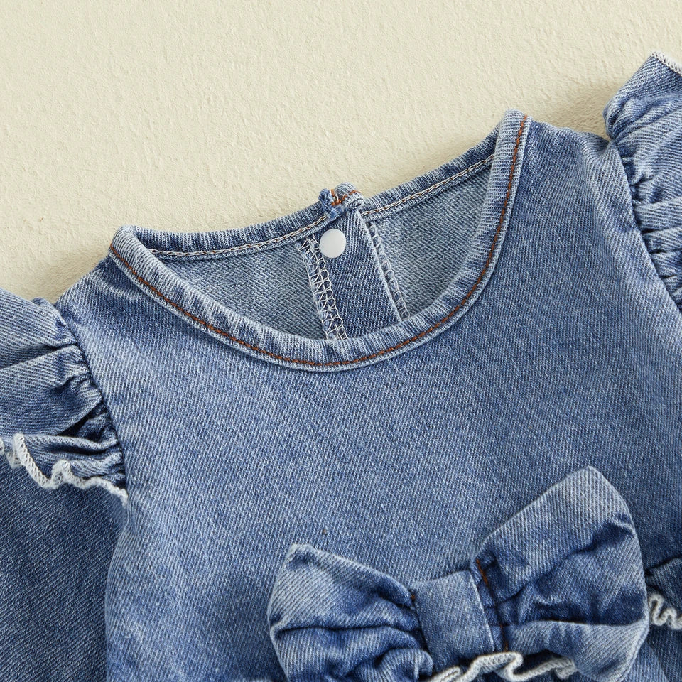 Sweetheart Denim Bow Romper