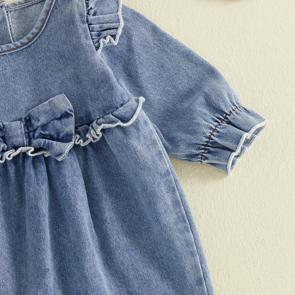 Sweetheart Denim Bow Romper