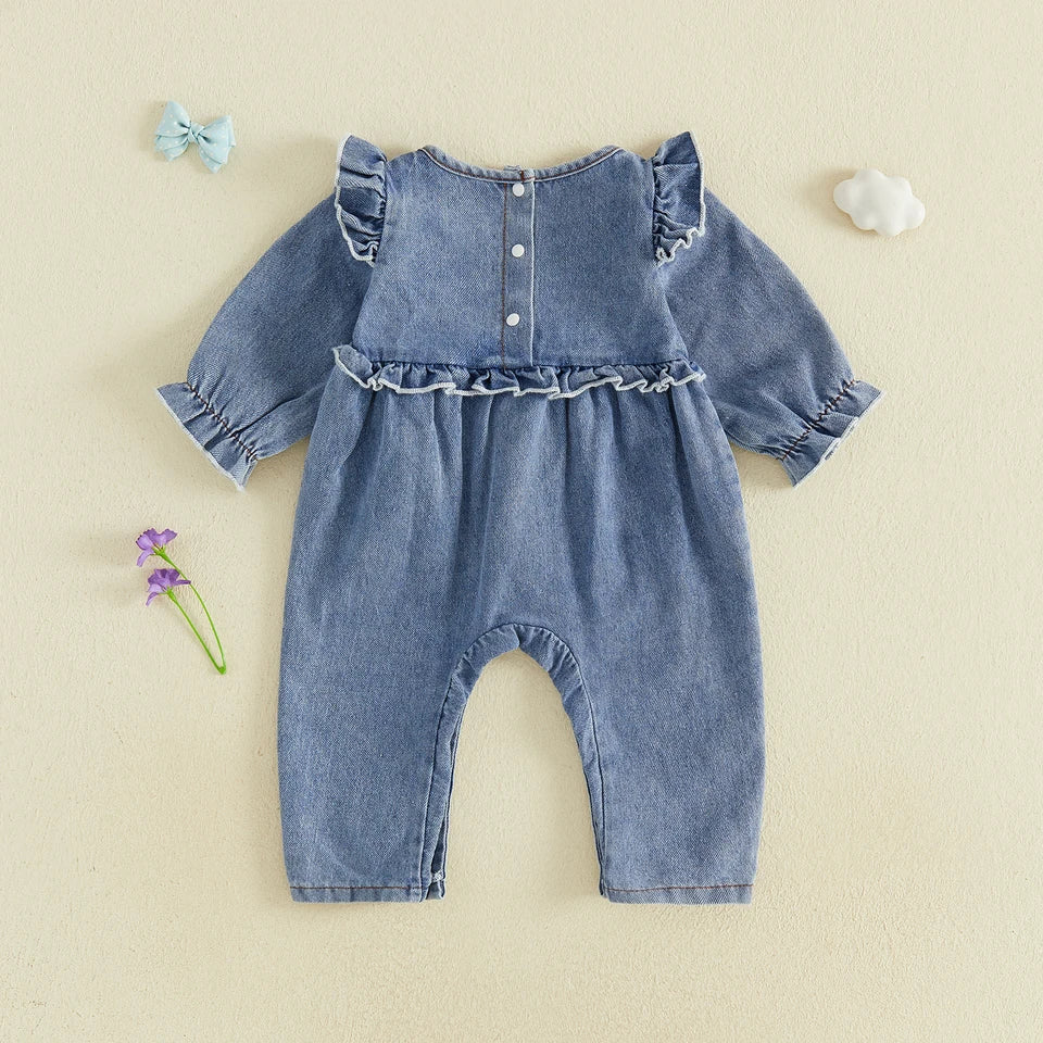 Sweetheart Denim Bow Romper