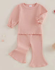 2pcs Waffle Pants Set