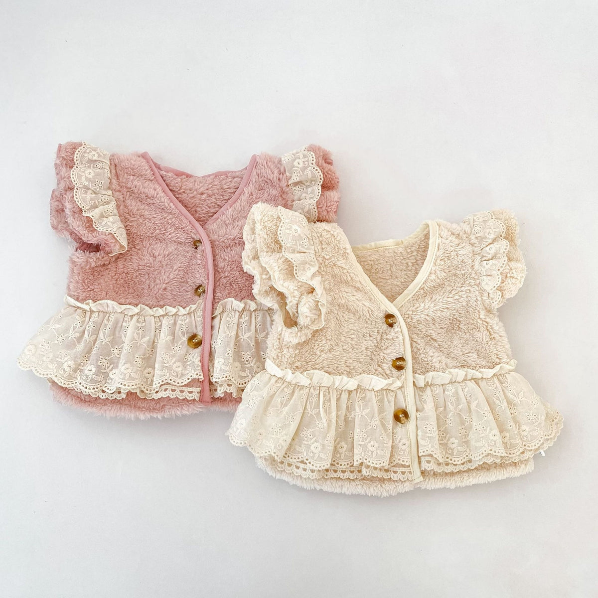 Vintage Lace Trim Fuzzy Vest