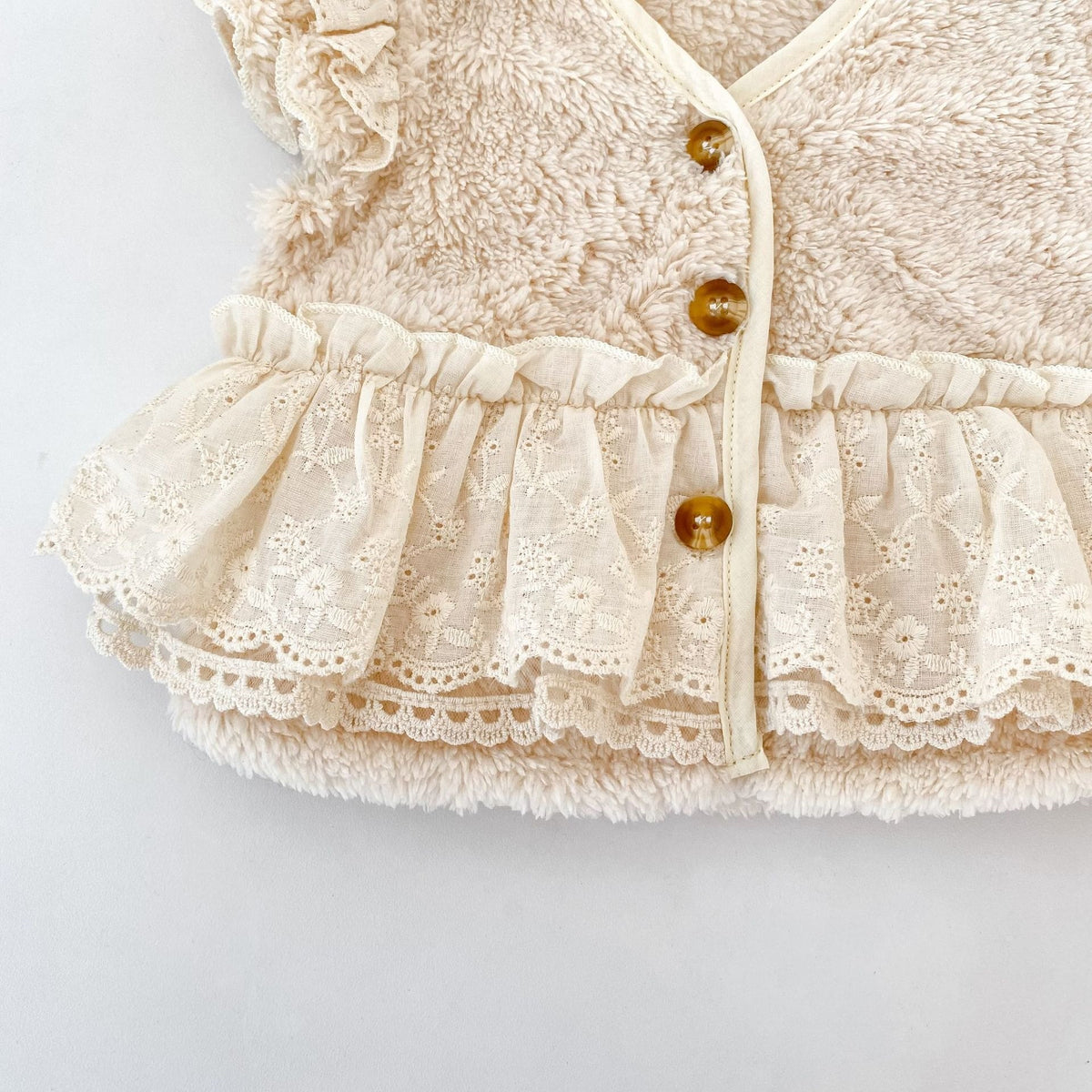 Vintage Lace Trim Fuzzy Vest