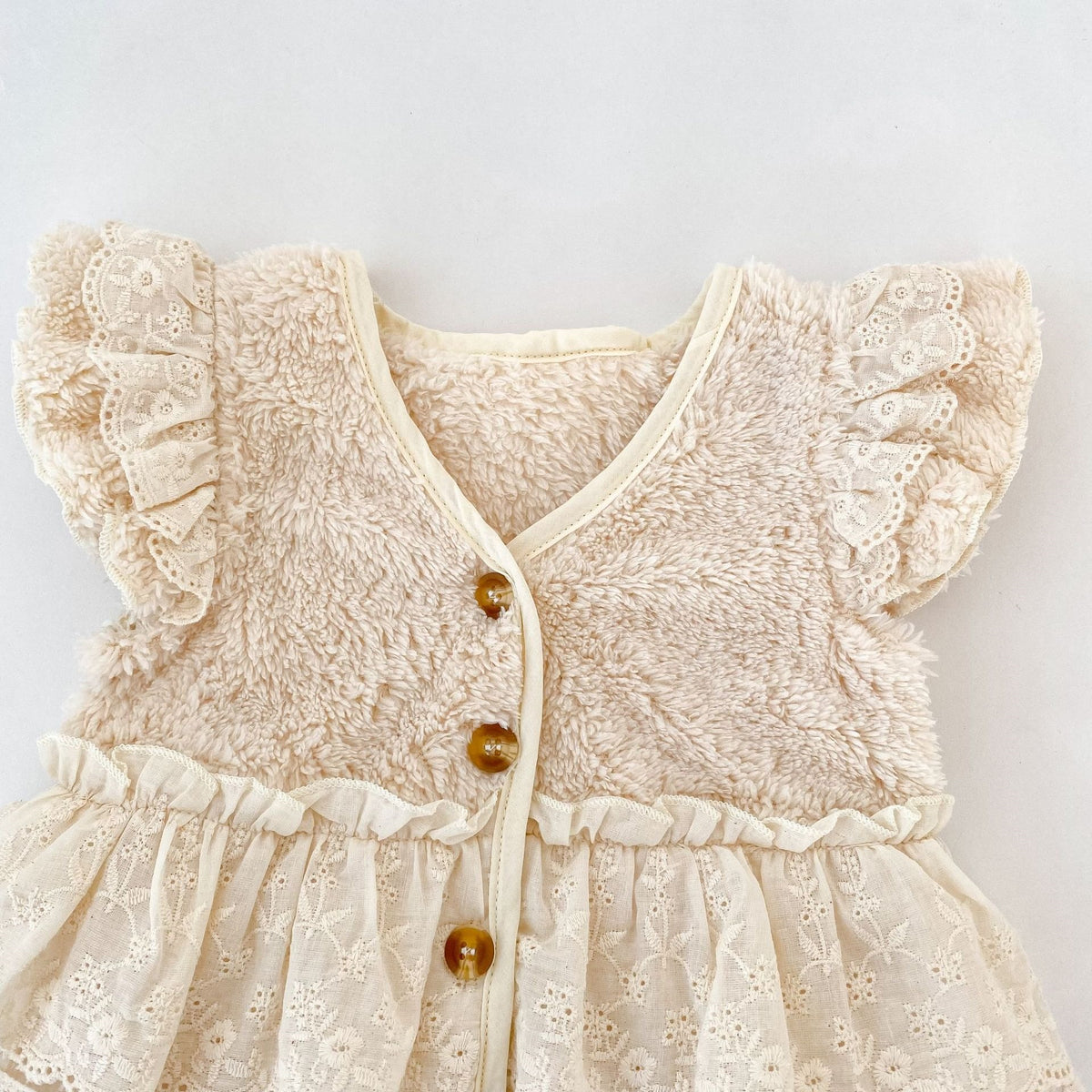 Vintage Lace Trim Fuzzy Vest