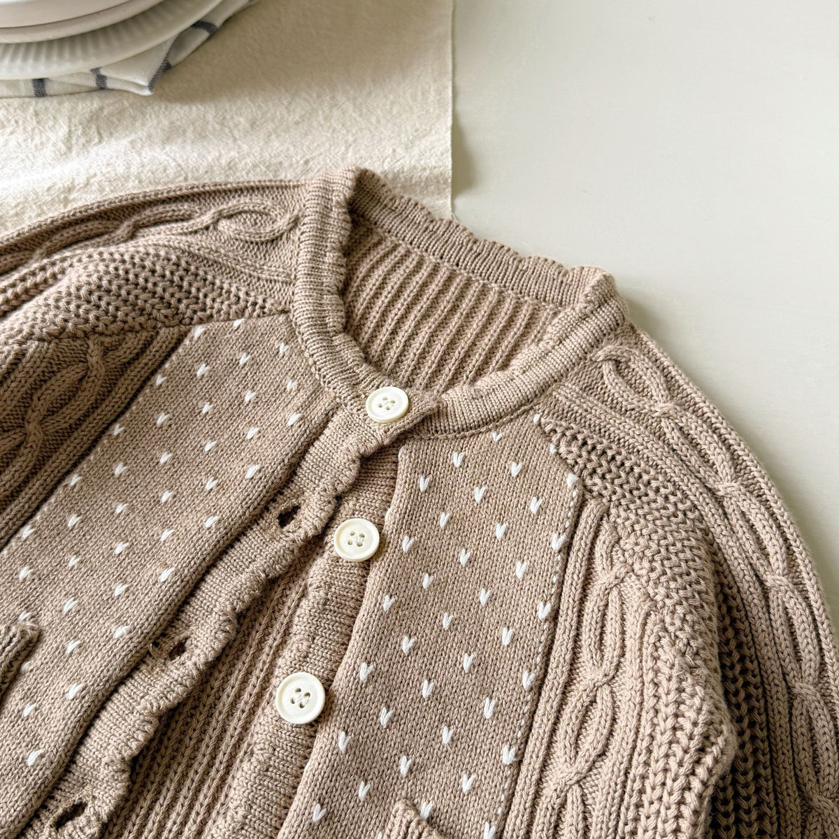 Cozy Heart Cable Knit Cardigan