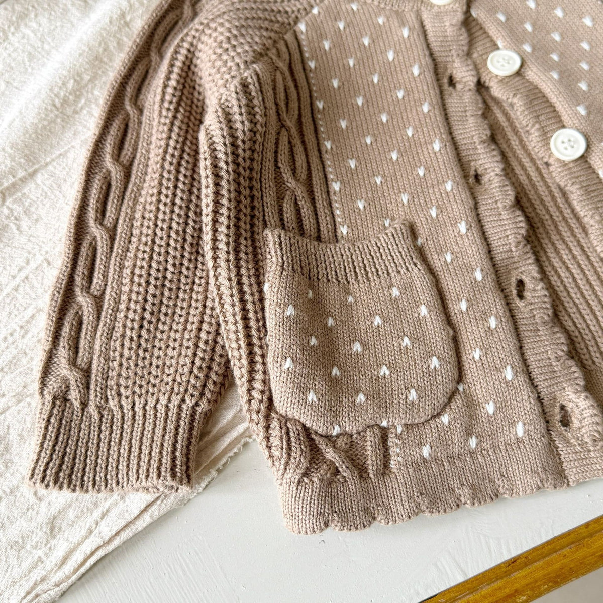 Cozy Heart Cable Knit Cardigan