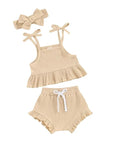 3pcs Ribbed Shorts set