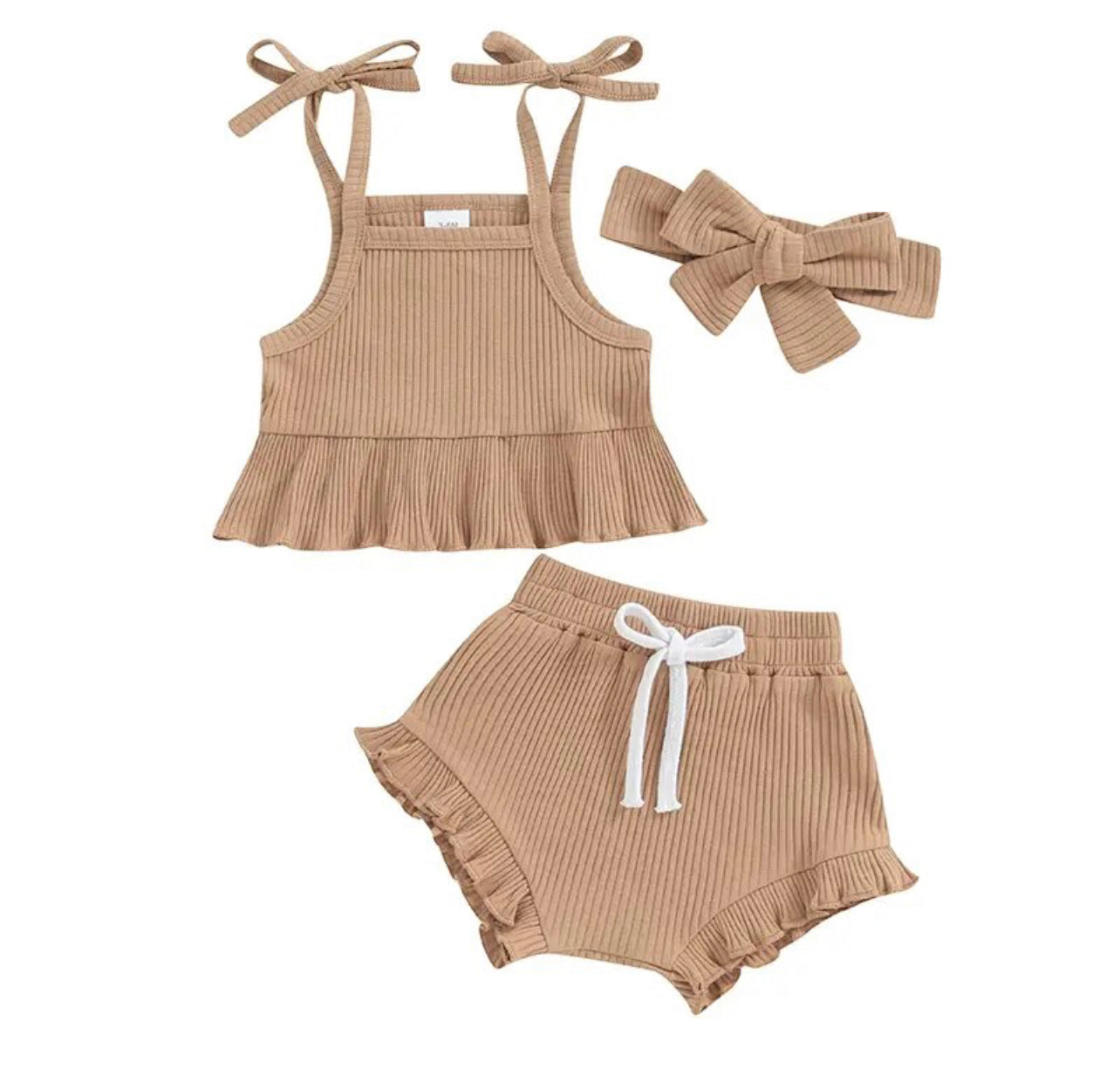 3pcs Ribbed Shorts set