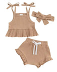 3pcs Ribbed Shorts set