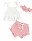 3pcs Ribbed Shorts set