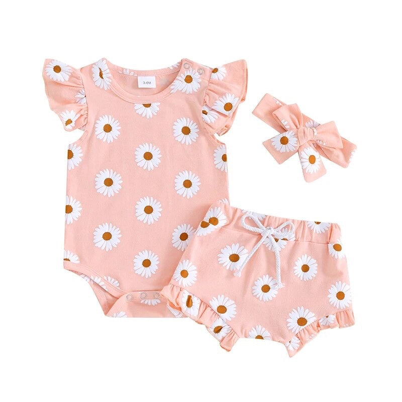 3pcs Daisy Shorts Set