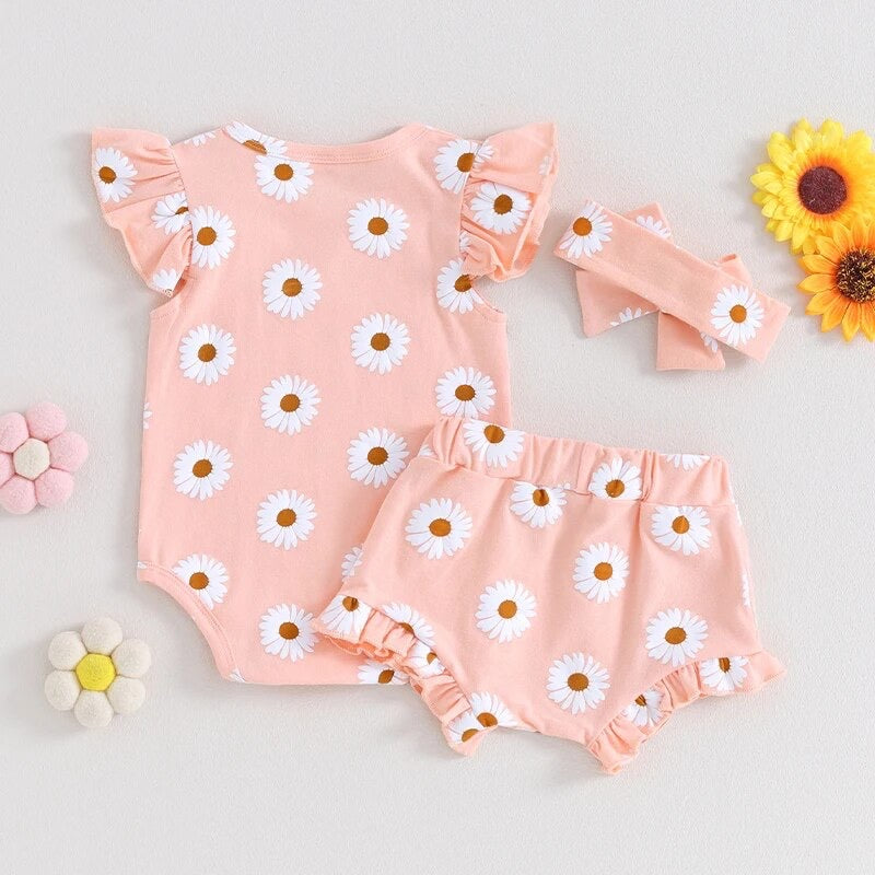 3pcs Daisy Shorts Set