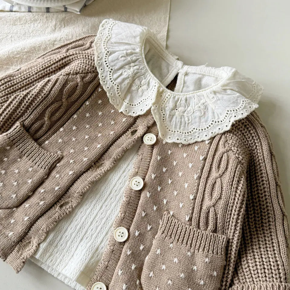 Cozy Heart Cable Knit Cardigan