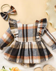 2pcs Plaid Romper Dress