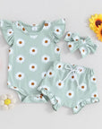 3pcs Daisy Shorts Set