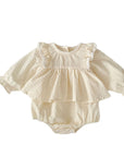 Vintage Cream Ruffle Romper