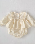 Vintage Cream Ruffle Romper
