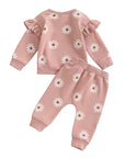 2pcs Floral  Sweatsuit Set