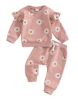 2pcs Floral  Sweatsuit Set