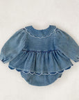 Bluebell Scallop Denim Romper