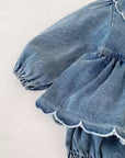 Bluebell Scallop Denim Romper