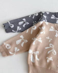 Bow Blossom Knit Beige Set