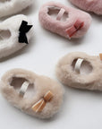 Velvet Bow Fur Shoes