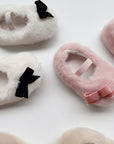 Velvet Bow Fur Shoes