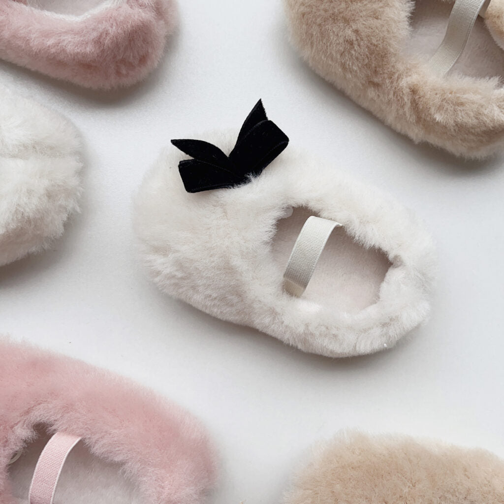 Velvet Bow Fur Shoes