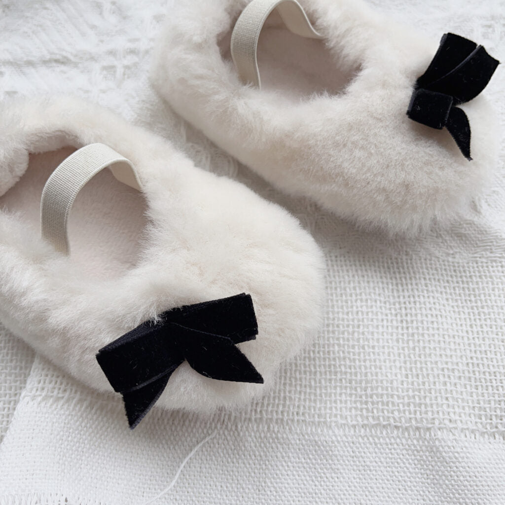 Velvet Bow Fur Shoes
