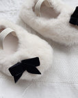 Velvet Bow Fur Shoes