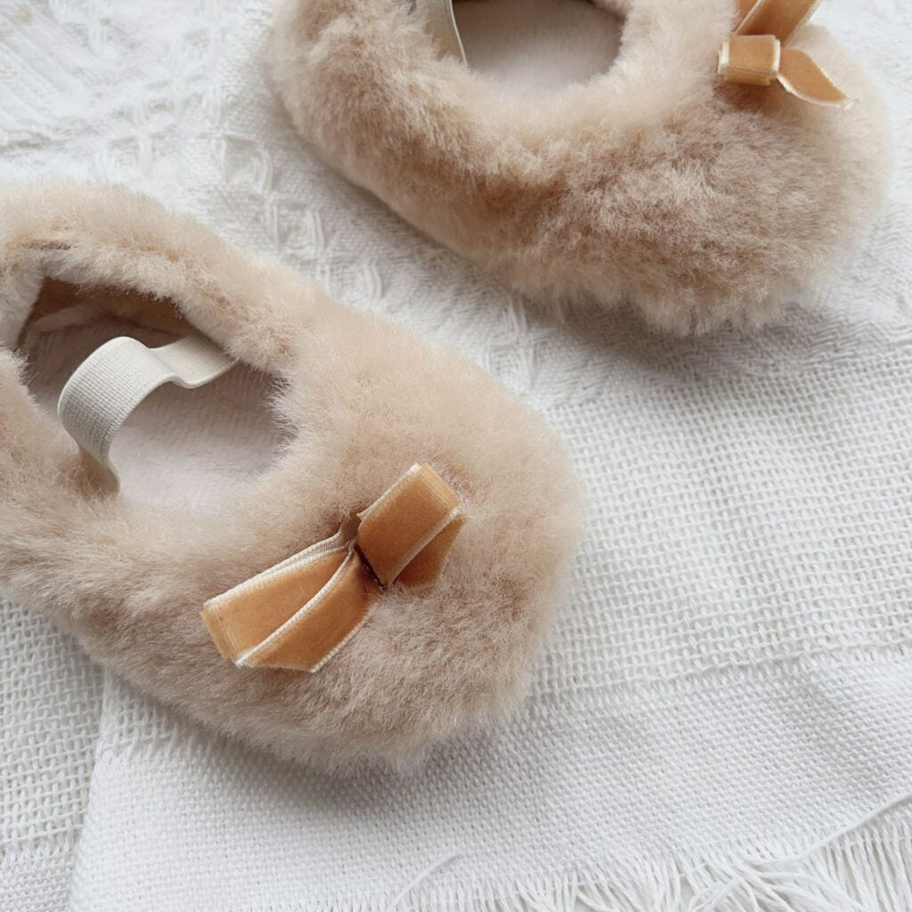 Velvet Bow Fur Shoes