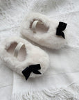 Velvet Bow Fur Shoes