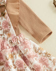 Blush Floral Pinafore Set with Matching Bow Socks