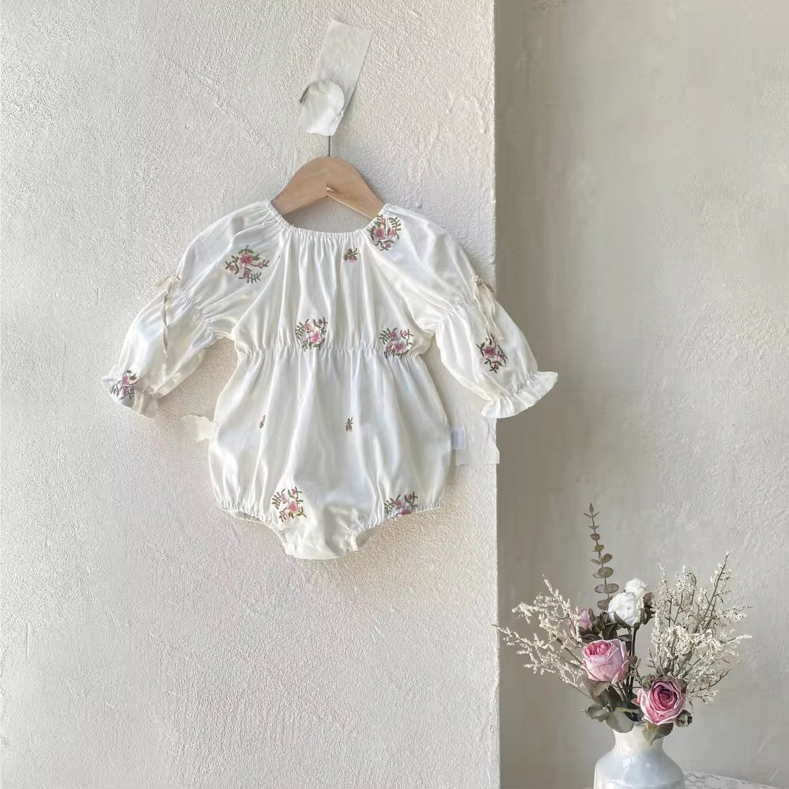 Floral Embroidered Baby Romper