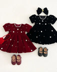 The Pearl Blossom Velvet Dress