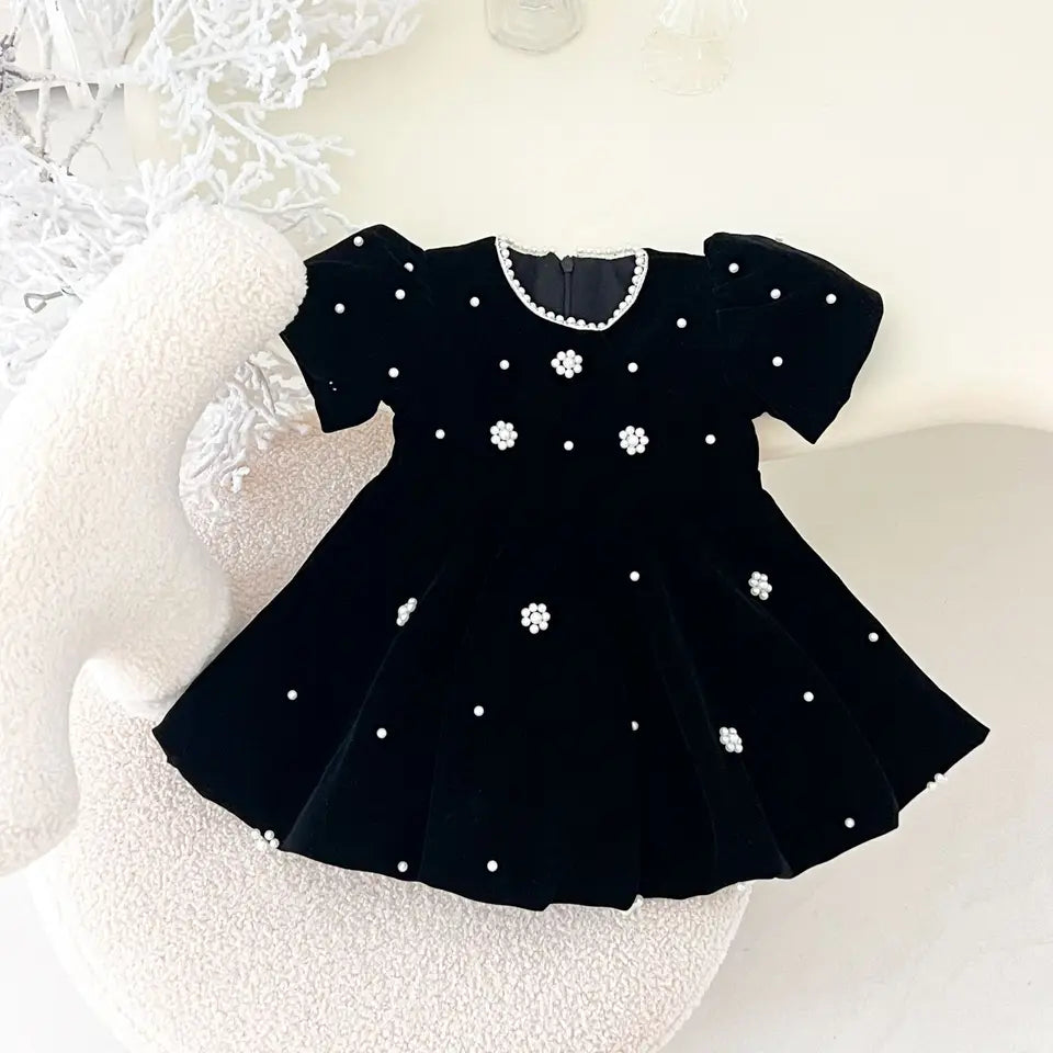 The Pearl Blossom Velvet Dress