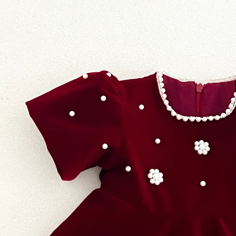 The Pearl Blossom Velvet Dress