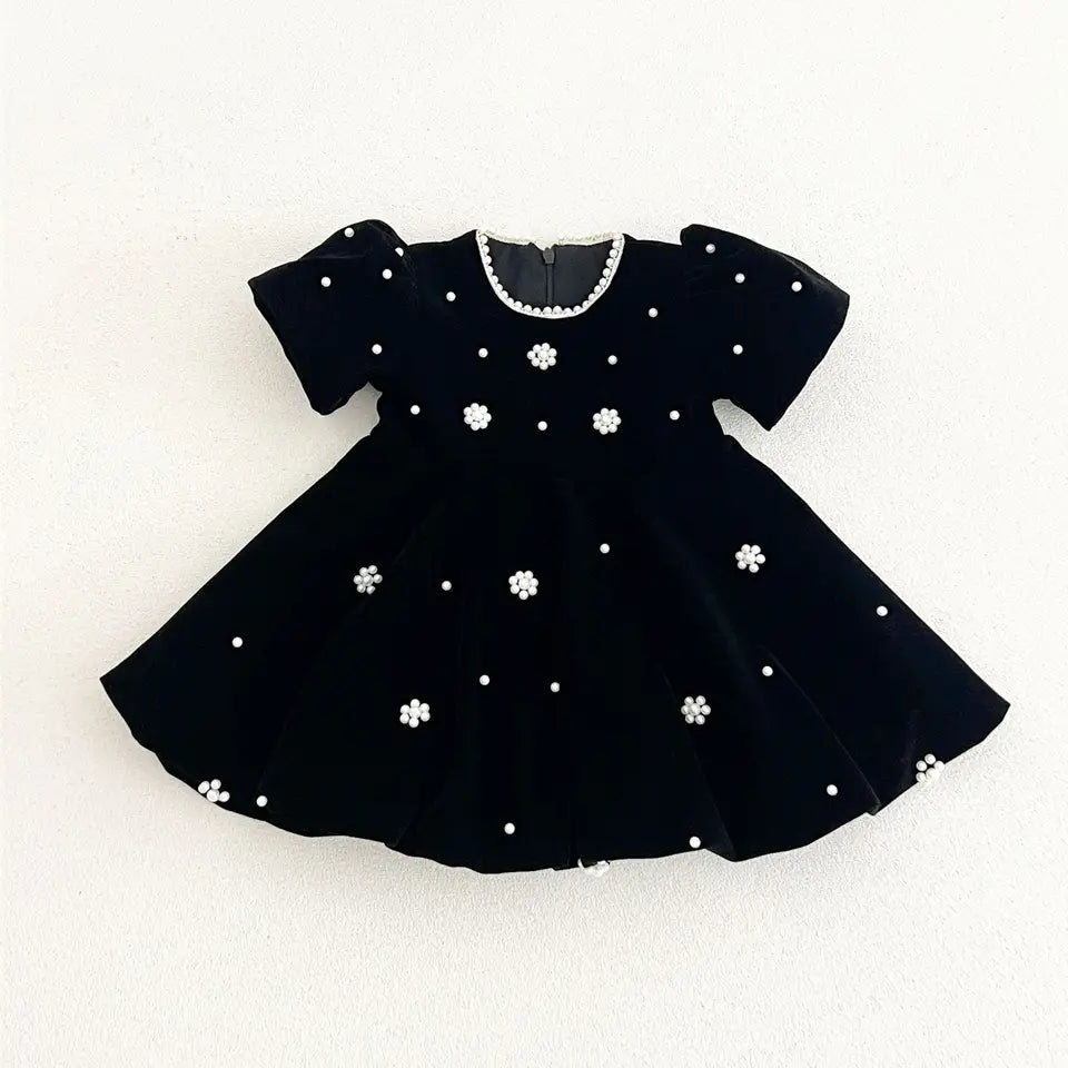 The Pearl Blossom Velvet Dress