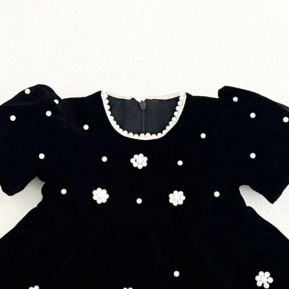 The Pearl Blossom Velvet Dress