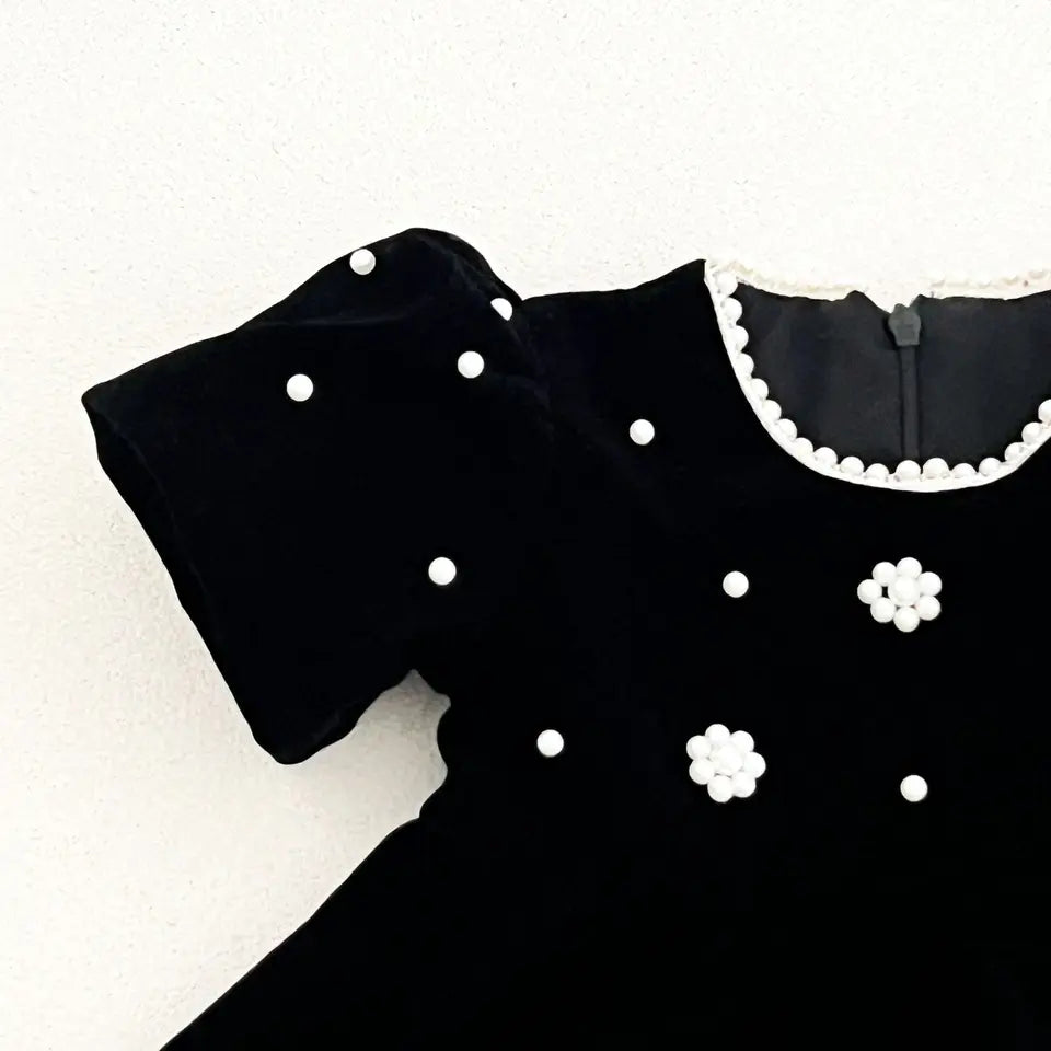 The Pearl Blossom Velvet Dress