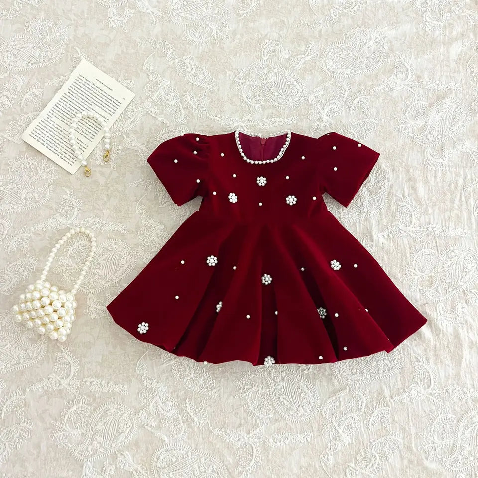The Pearl Blossom Velvet Dress