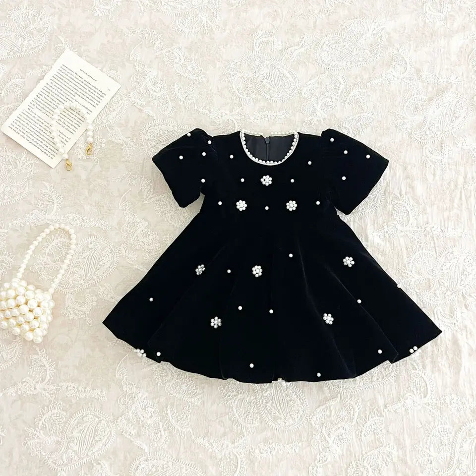 The Pearl Blossom Velvet Dress