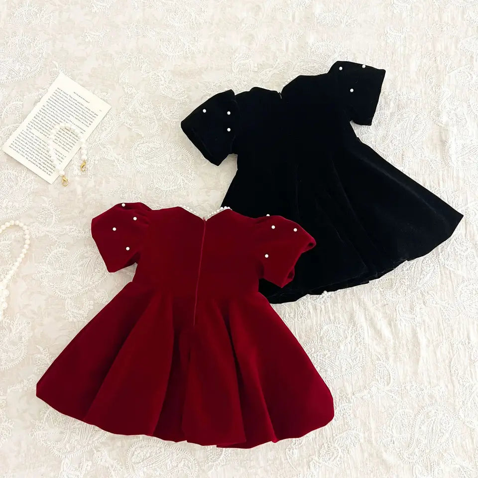 The Pearl Blossom Velvet Dress