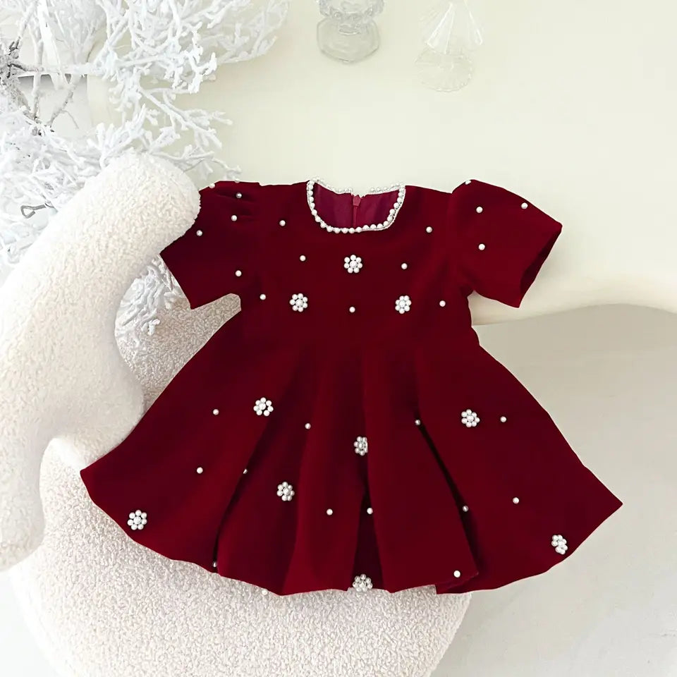 The Pearl Blossom Velvet Dress