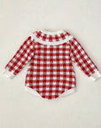 Red Plaid Knitted Romper