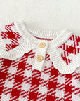 Red Plaid Knitted Romper