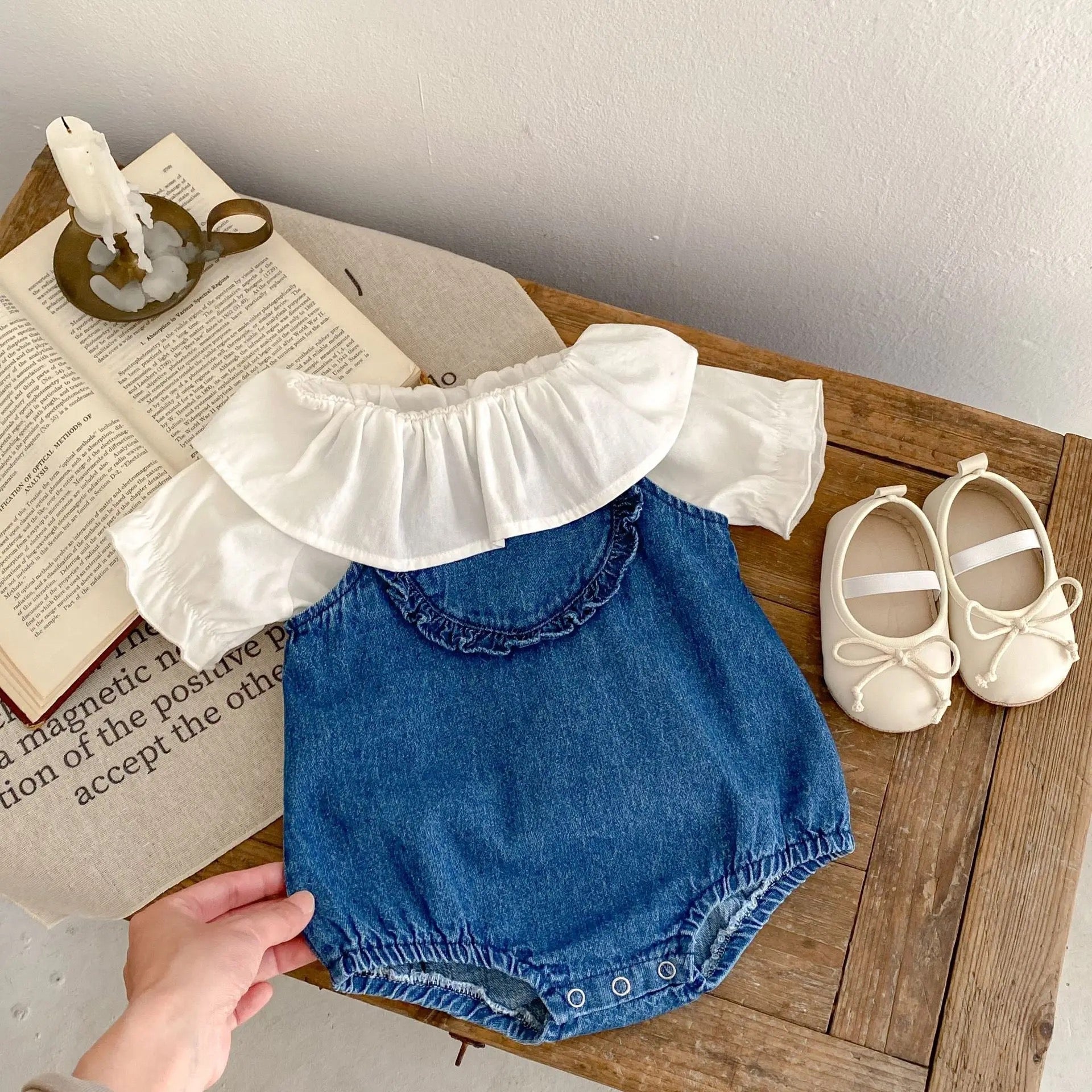 Heart Denim Romper