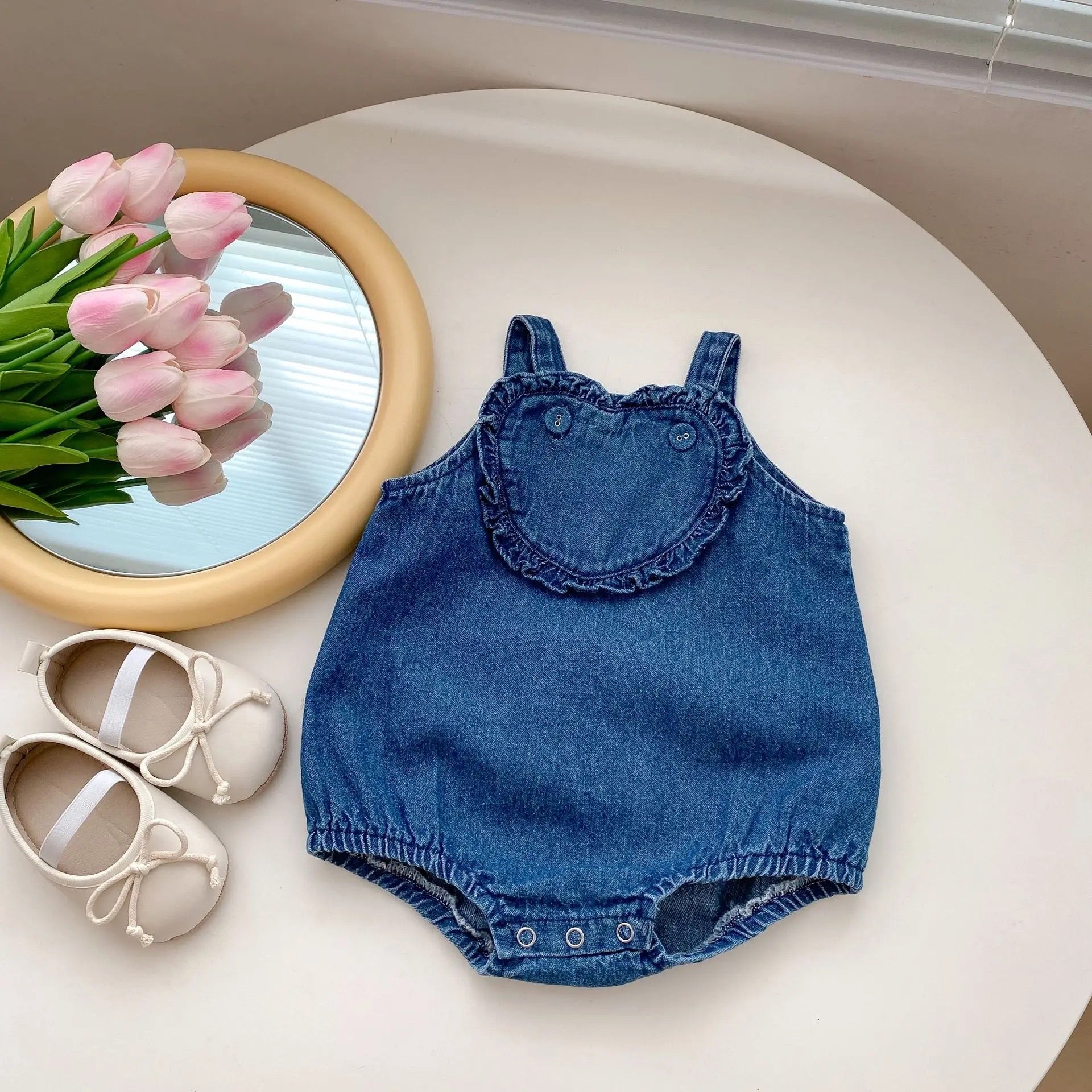 Heart Denim Romper